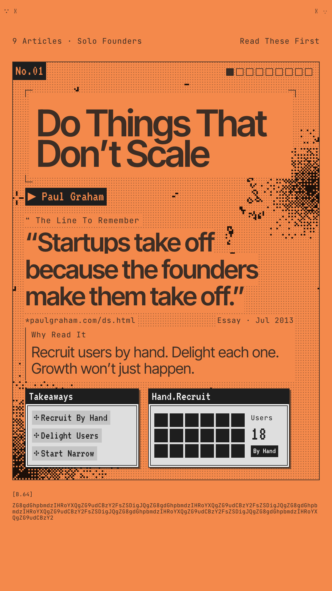 Reel card for No.01, Do Things That Don't Scale by Paul Graham.