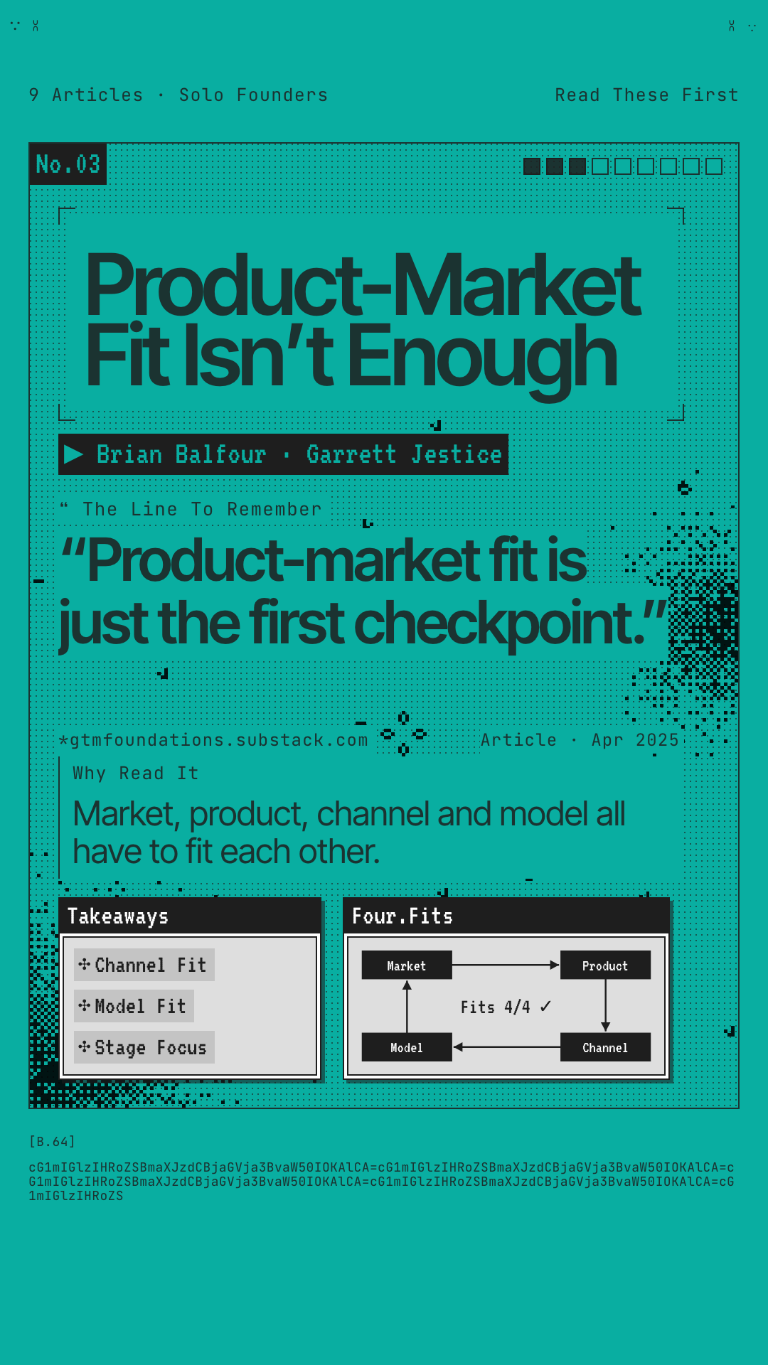 Reel card for No.03, Product-Market Fit Isn't Enough, on Brian Balfour's Four Fits.