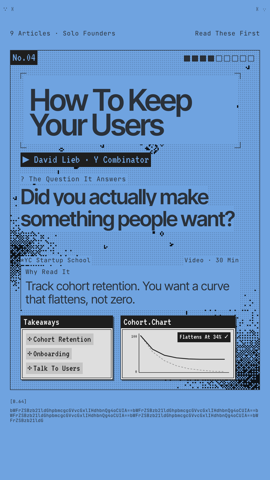 Reel card for No.04, How To Keep Your Users, a YC Startup School talk by David Lieb.