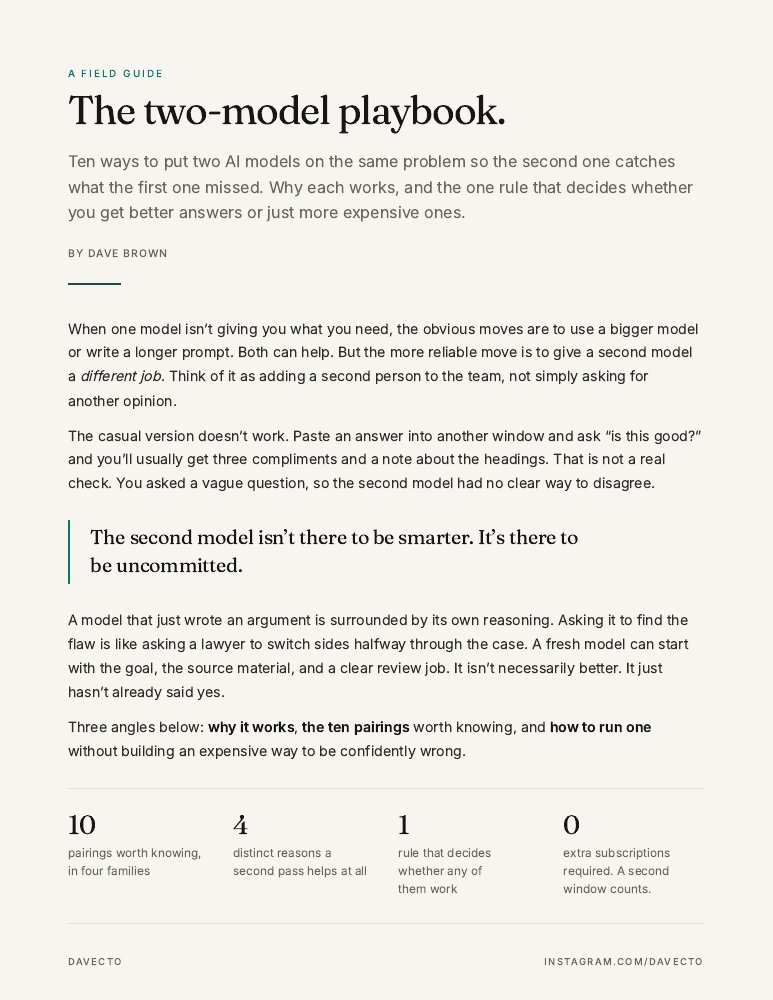 Cover page of The two-model playbook, by Dave Brown.